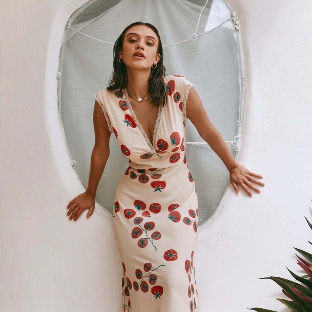 NWT VRG GRL Vintage Lover Bias Cut Maxi Dress Roma